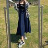 Spring Autumn Women's Fashion High Waist Casual Denim Skirt Mid-length A-line Skirt