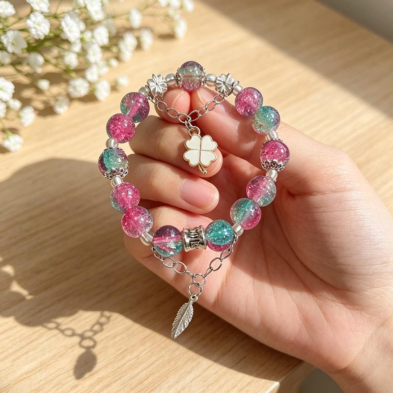 Summer Special Two-Tone Glass Beads Floral Bracelet – Luxurious & Soft Design for Women and Students