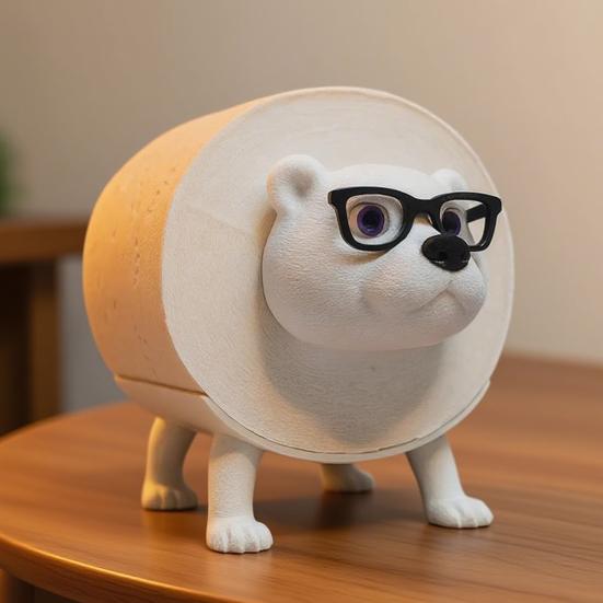 1/2Pcs Tissue Paper Roll Storage Holder Polar Bear Shape Easy to Install Free Standing Bathroom Toilet Roll Holder 3D Printed Paper Rack
