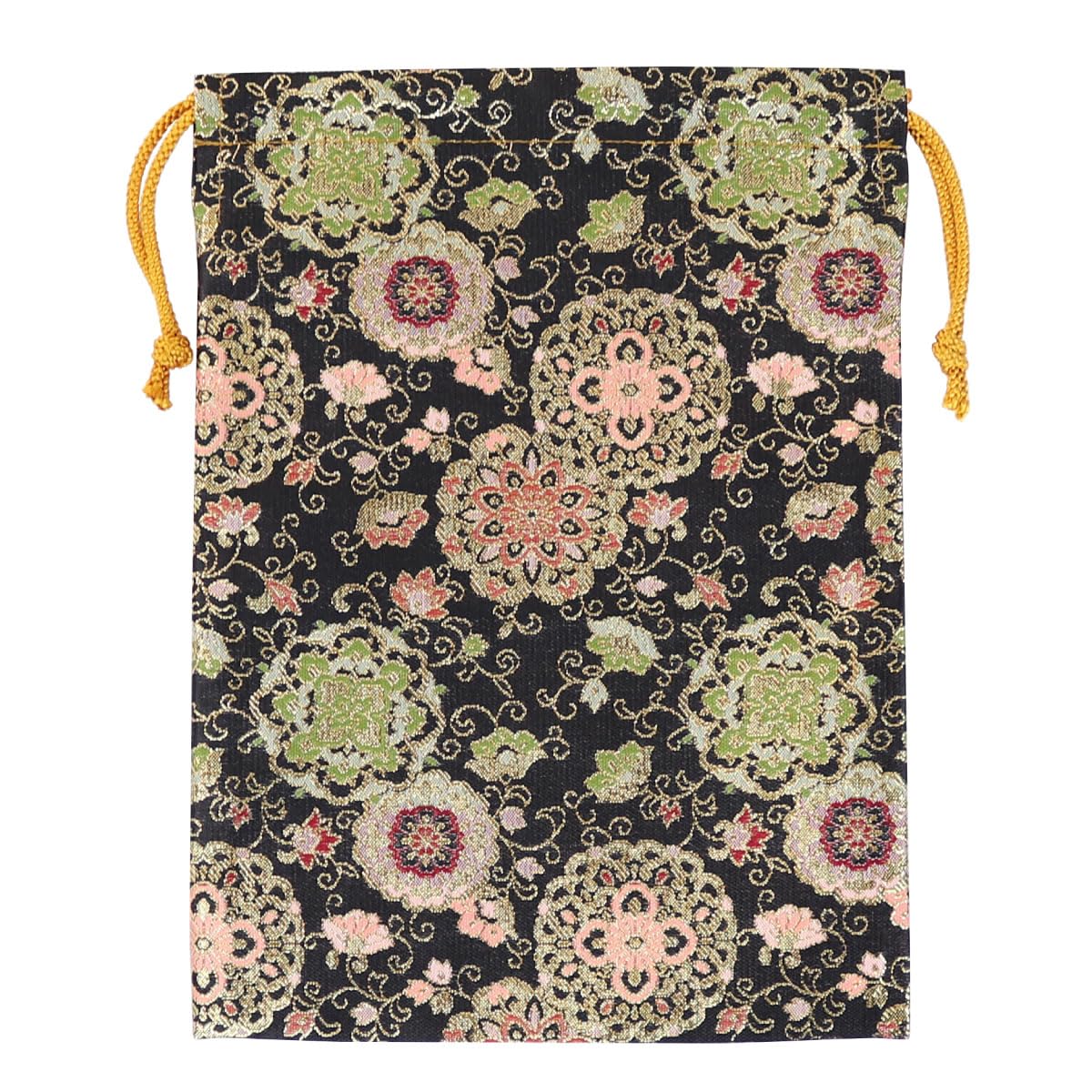 

Золота парча на шнурку Квітковий арабеск Чорна [Хотокудо] Сумка, Візерунок, чорний