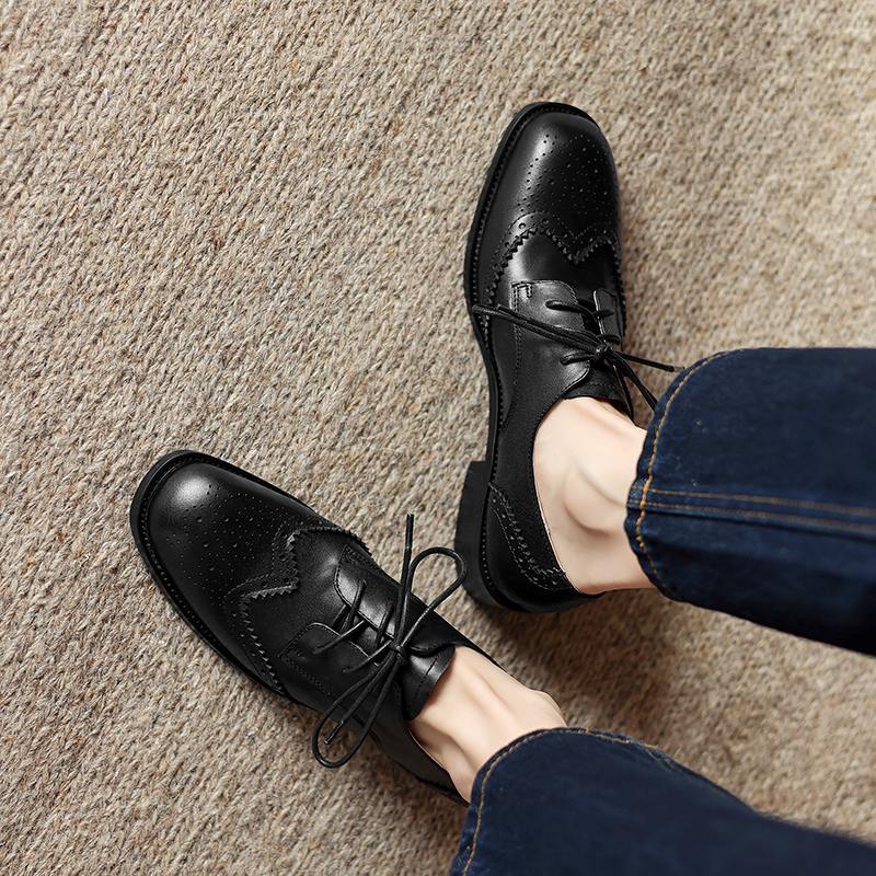 Krazing Pot Кожа коровы Осень Зима Броги Туфли На шнуровке Средний каблук Размер 42 Круглый носок Резная отделка Лодочки 34 9577₽