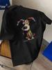 Plus Size Men's T-Shirt 100% Cotton Cartoon Funny Style Puppy Print Round Neck Short Sleeve T-Shirt Comfortable Casual Short-Sleeved T-Shirt for Summe