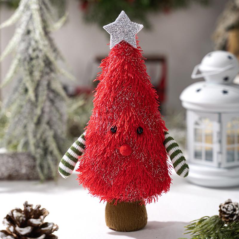 Tree Christmas Shape Ornament With Fabric Construction For Holiday Decor Party
