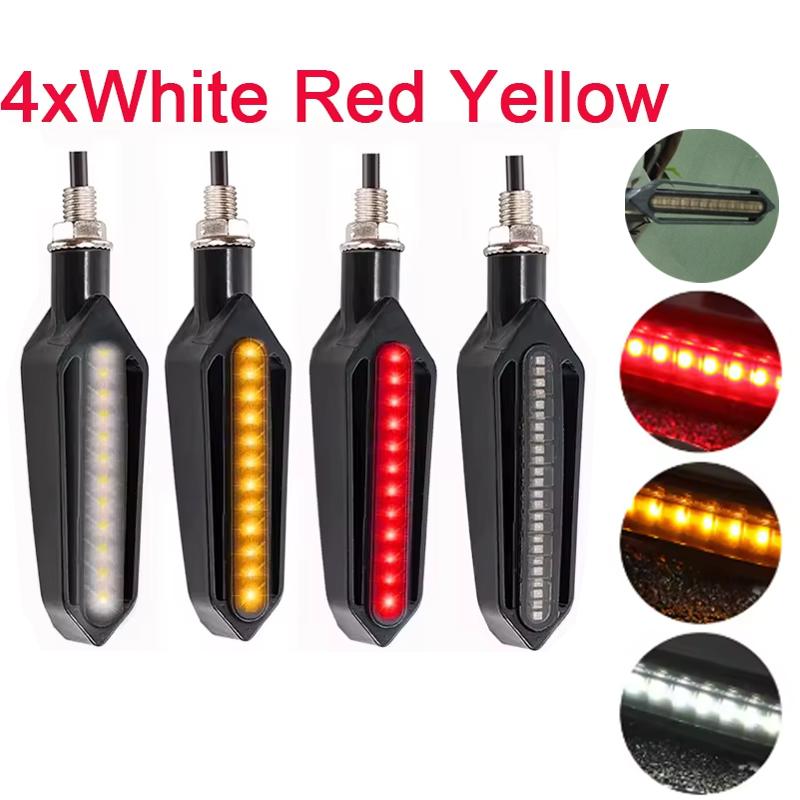 Universal Motorcycle Turn Signals LED Light 12V 10mm Flowing Water 24LED Blinker Light with Built-in Relay Flashing Indicator
