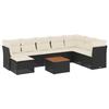 VidaXL Garden Lounge Set 9 Pcs with Cushions Black Wicker 3223781