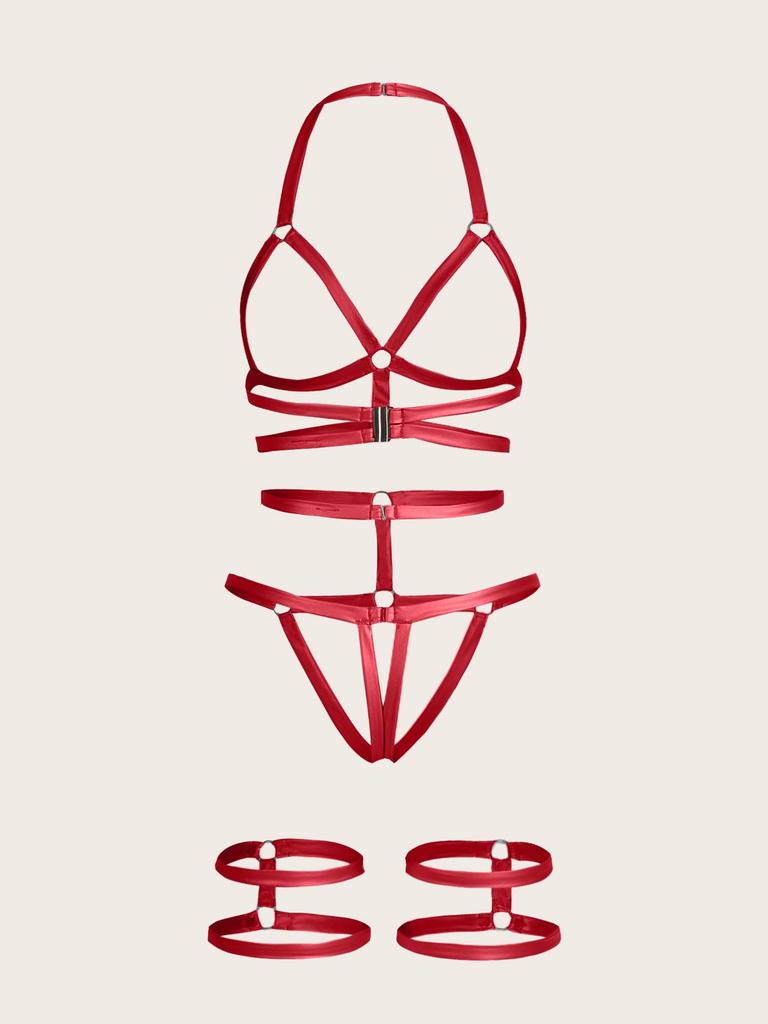 Women's Lace-up Wireless Bra Set - 4 Pieces, Sexy & Stylish