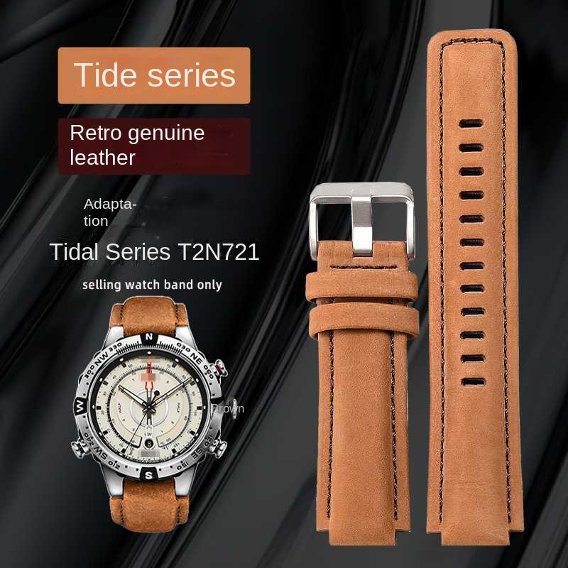 Für TIMEX Armband Herren Gezeiten Kompass Armband T2N721 T2N720 W2R55500 TW2T76500 Leder Uhrenband Silikon Gummi Armband 24*16mm