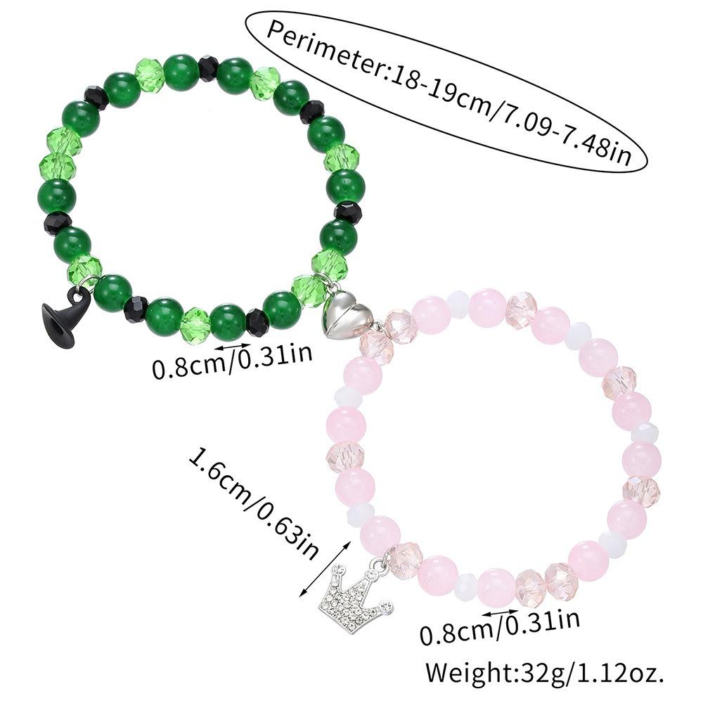 Elphaba Glinda Friendship Matching Bracelet Witch Rhinestone Crown Bestfriend Couples Fans Party Dress Accessories