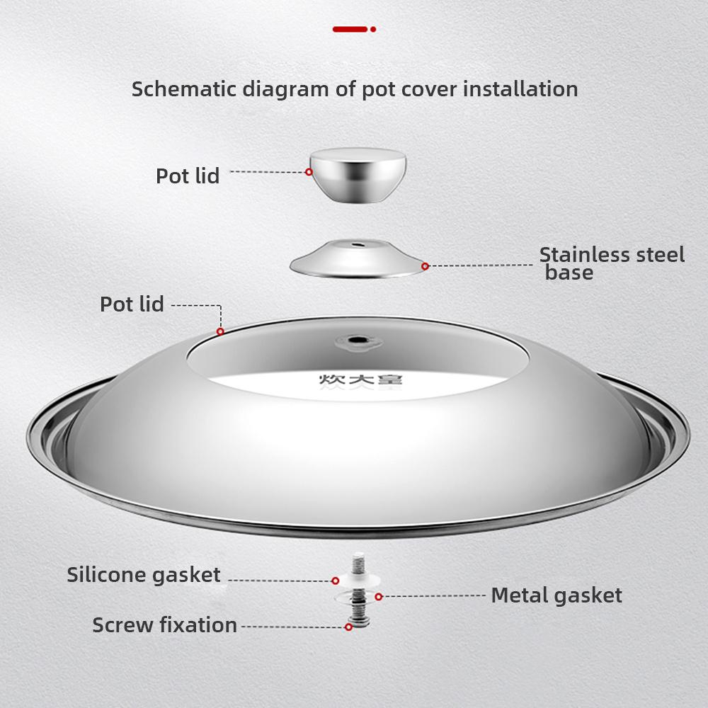 COOKER KING Visible Cooking Wok Pan Lid Stainless Steel Universal Pan Cover Visible Replaced Lid for Frying Wok Pot Quality Dome