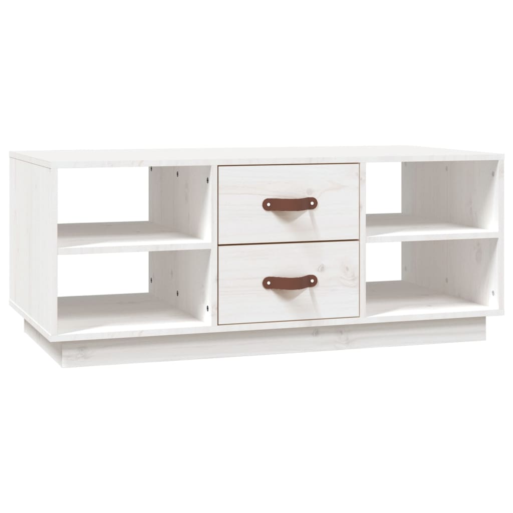 Vidaxl Coffee Table, White, 100X50X41 Cm, Solid Pine Wood
