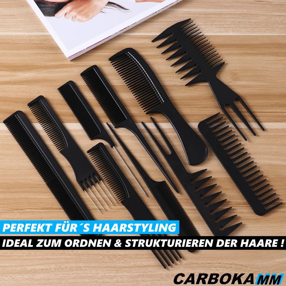 CARBOKAMM Carbon Comb Hair Comb Hairdressing Combs Professional Hair Styling Combs [Set of 10]