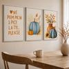 Watercolor Fall Maple Leaf Canvas Gallery Wall Prints Blue Pumpkin Pumpkin Spice Typography Wall Art Farmhouse Home Decor Gift