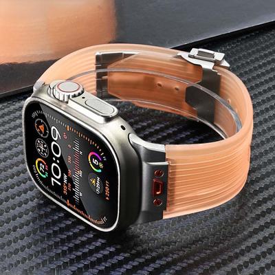 Transparent Rubber Band For Apple Watch Ultra 2 49mm 45mm 44mm 42mm Soft Strap For iWatch Series 9 8 7 6 5 4 Se Bracelet Correa
