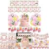 Farm Animal Birthday Party Banner And Balloon Decor Set With Paper Flags For Kids Celebration