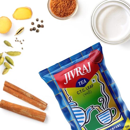 Jivraj Tea 500gm | CTC Assam Black Leaf Tea | Chai Patti Powder | Pouch 500g