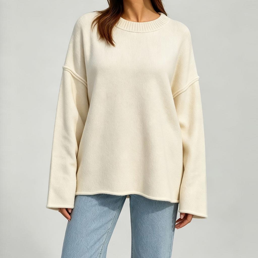 Women's Casual Oversized Pullover Sweater - Loose Fit Knit Top for Everyday Wear