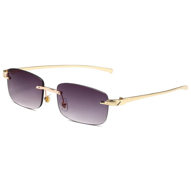 Leopard Head Frameless Sunglasses With Uv400 Protection For Fashionable Outdoor Wear GoldFrameDualGray