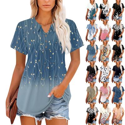Damen Kurzarm V-Ausschnitt Kragen Tops Sommer Business Casual Arbeit T-Shirts