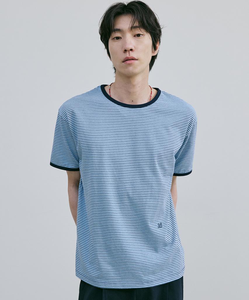 Beleudeunua Fine Stripe Ringer Tee (Blue)