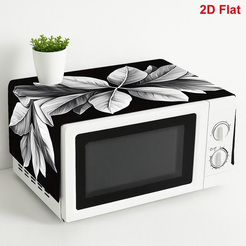 Printed Microwave Oven Dust Cover Waterproof Reusable Fabric Dust Proof Ideal for Rental Home Compact Kitchen Appliance