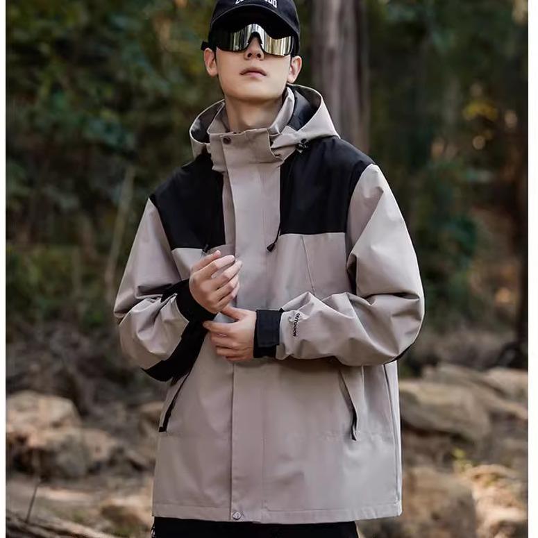 

Battlefield outdoor jacket windproof waterproof trench coat men s fashion jacket jacket hooded loose youth top student 3XL is suitable for weight 175-95 kg хаки