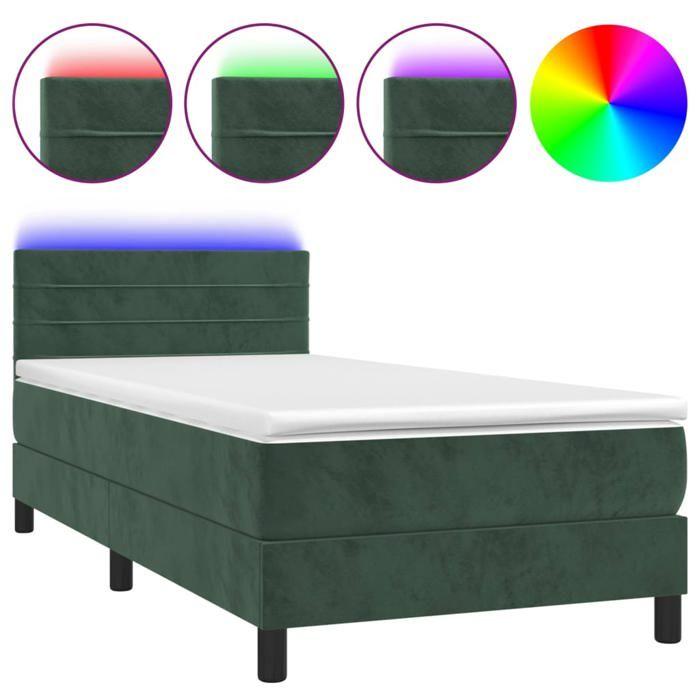 VidaXL Slat Bed Base with Mattress and LED, Upholstered Bed, Single Bed, Adult Bed for Interior Bedroom, 3134432