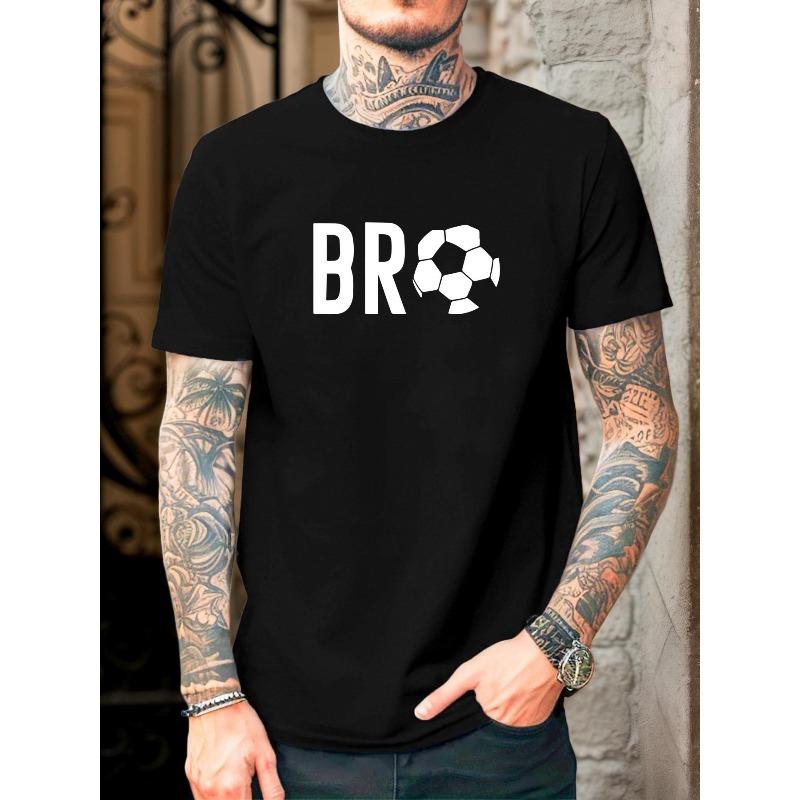 European Size Men's BR& Football Logo T-Shirt- Summer Casual Sho BR Letter T Shirt BRraphic Tee BR Print Tee BR Fashion Tee BR Minimalist Shirt