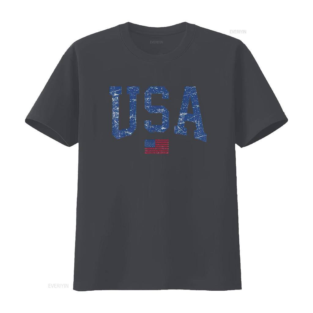 USA T Shirt Women Patriotic American Flag Distressed Vintage Washed Designer Clothes Streetwear Graphic Fashion Casual Stylish