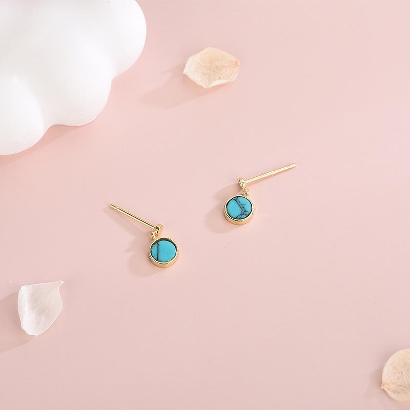 S925 Silver Turquoise Earrings - Simple Korean Style, Retro Design for Women