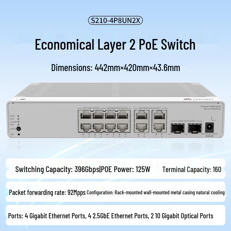 Huawei Kunling Enterprise PoE Switch S210-4P8UN2X