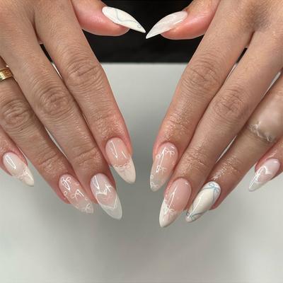 Künstliche Nägel Einfache Liebesschleife Tragender Nagel Abnehmbares Nagelstück Spitzennagelstück Nagelpflaster