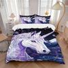 3pcs Unicorn Fantasy Bedding Set Soft Polyester Down Comforter Cover and Pillowcases,Home Decoration All Seasons(No Insert) S0819096