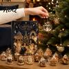 Christmas Tree Decor Advent Calendar Acrylic 2D Flat Crystal Ball Pendants with Lanyard Surprise Gifts 24 Day Hanging Ornament for Home Office Party