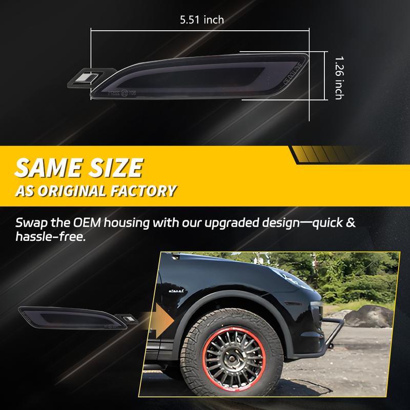 2Pcs Front Side Marker Light Turn Signal Light Turn Warning Light Fender Light With LED For 2015 2016 2017 2018 Porsche Cayenne