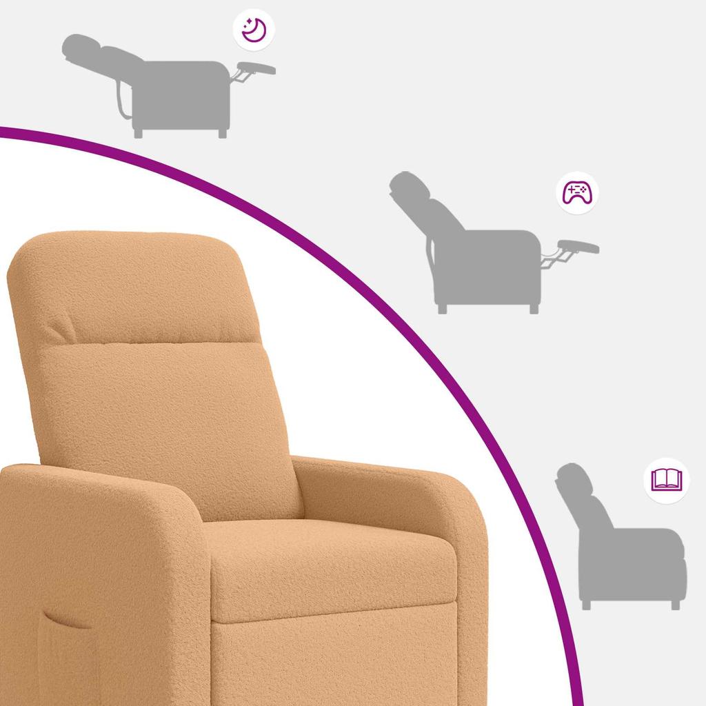 Massage Recliner Beige Boucle