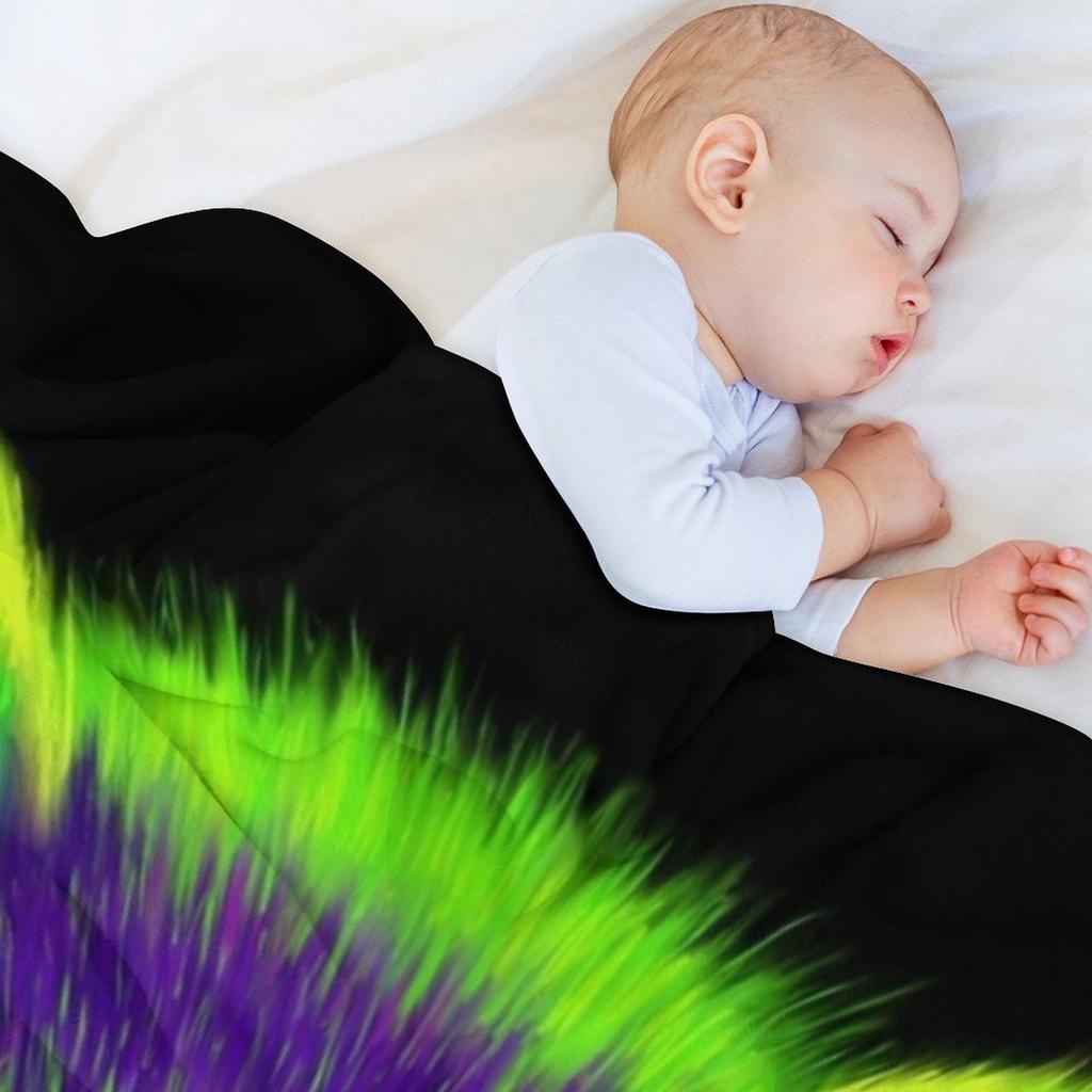 Purple and Green Raccoon Throw Blanket Soft Plush Plaid Christmas Gifts Christmas Decoration Thins Blankets