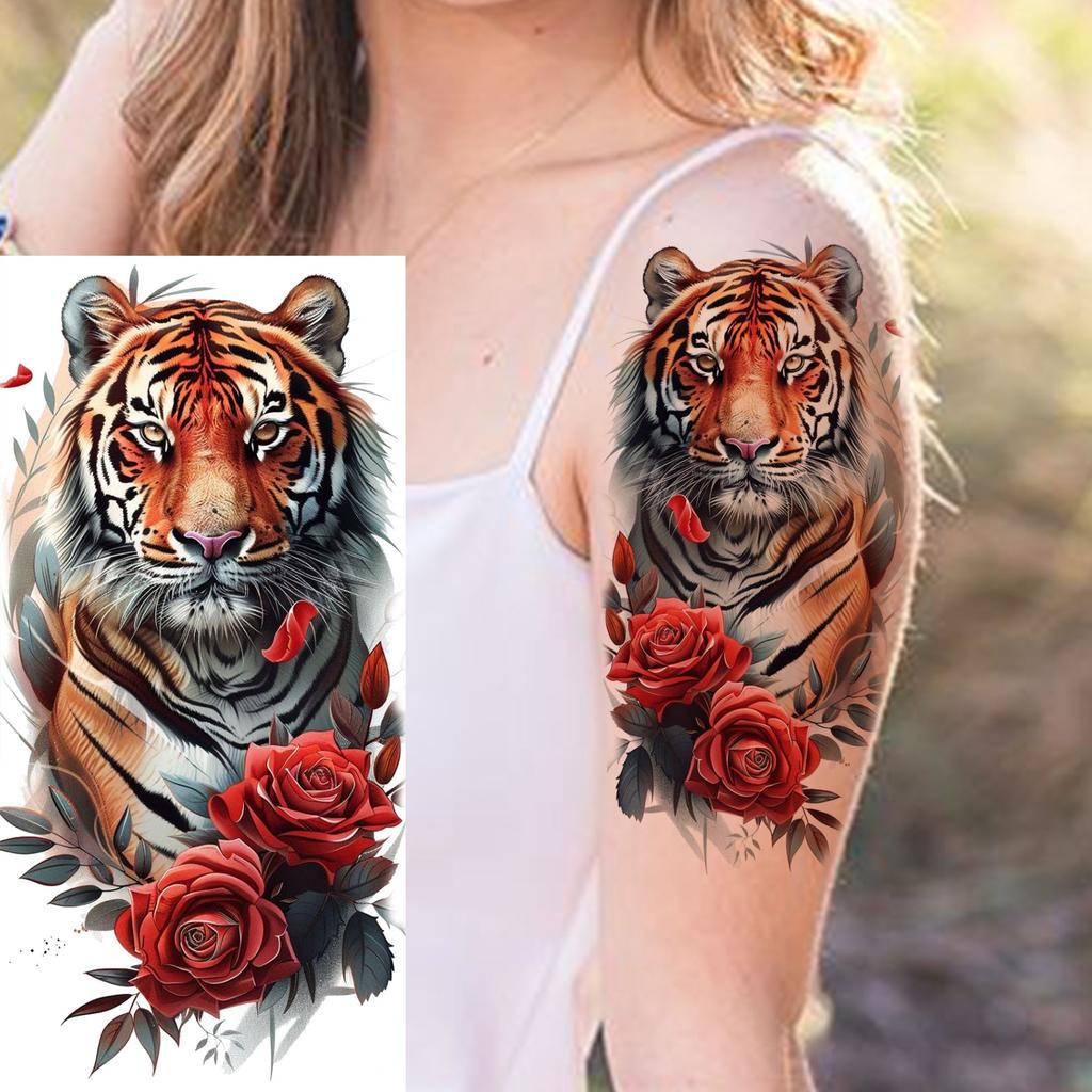1 list Unikátní Akvarelový Lev Tygr Zvířata Dočasné Tetování Dlouhotrvající Vodotěsný Liška Sova Falešná Tetovací Nálepka Body Art Tetování