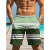 Simple Fashion Striped Pattern Beach Shorts For Men Summer Casual Daily Wear 3D Printed Short Pants Loose Breathable Swim Trunks