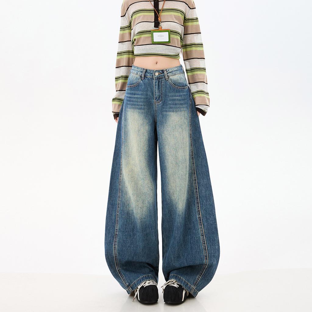 Loose Wide Leg Jeans For Women, Slimming Straight Leg Loose Floor Pants Women's Pants