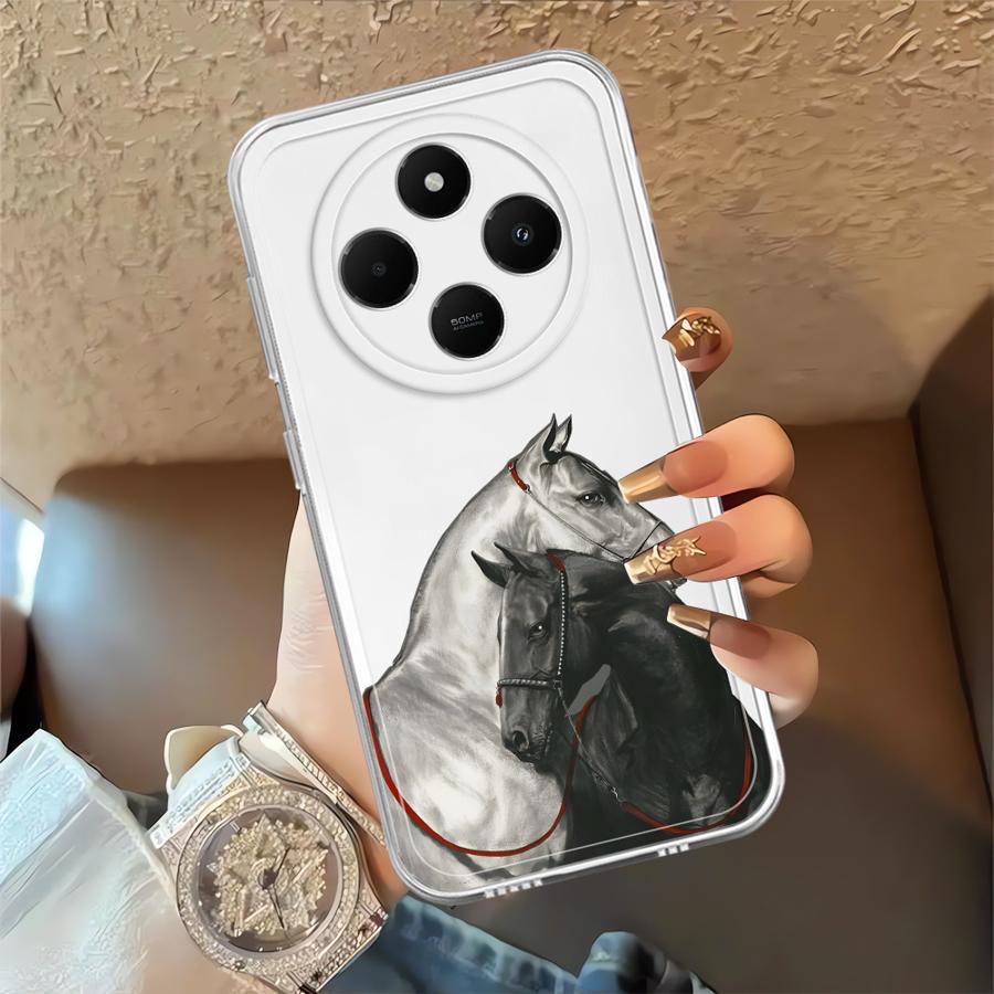 White Black Horse Case for Xiaomi Poco X3 Pro X3 NFC Soft Phone Cover