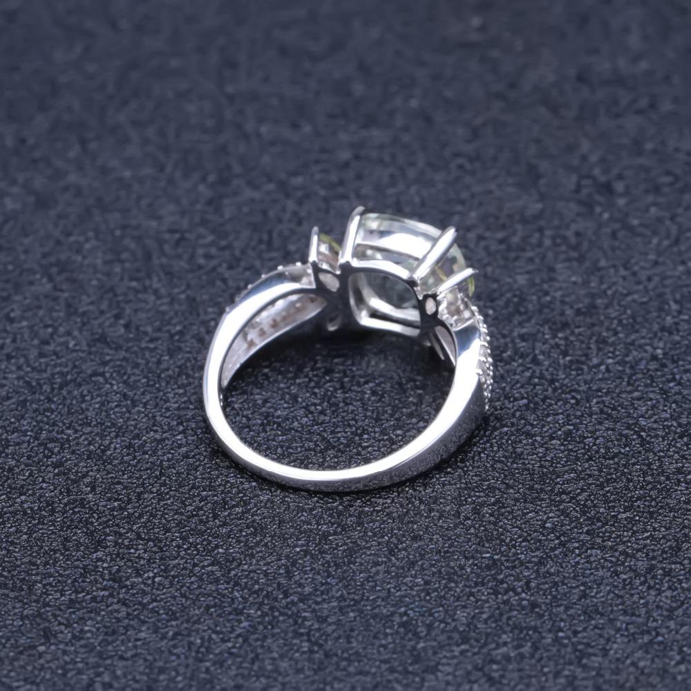 Gb 3 .47ct Natural Green Prasiolite Amethyst Ring 925 Sterling Sliver Wedding Engagement Rings For Women Fine Jewelry