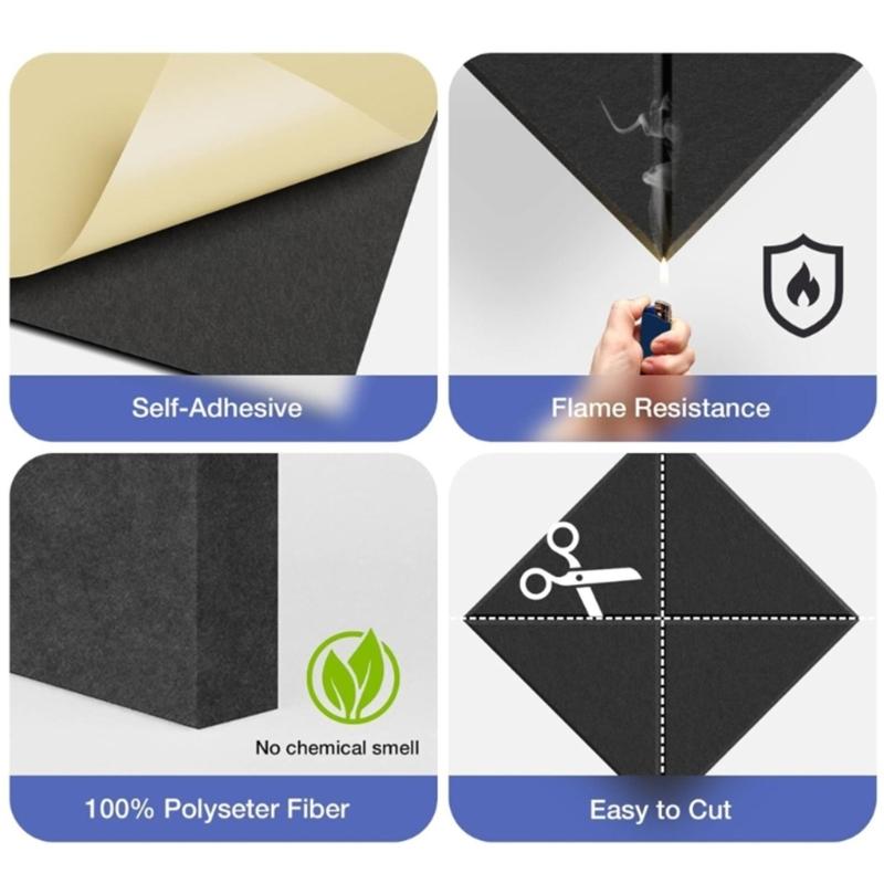12Pieces Acoustics Foam Wall Tiles Soundproof Foam Panel Polyester Wall Panels for Quiet Study Spaces and Libraries