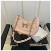 2024 Women's Solid Color Bow Underarm Bag - Fashionable Dumpling Style