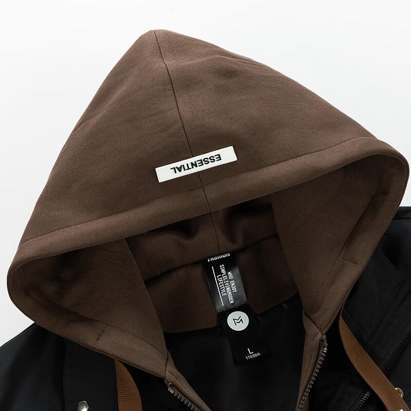 Herren Herbst/Winter Faux Zweiteilige Kapuzenjacke