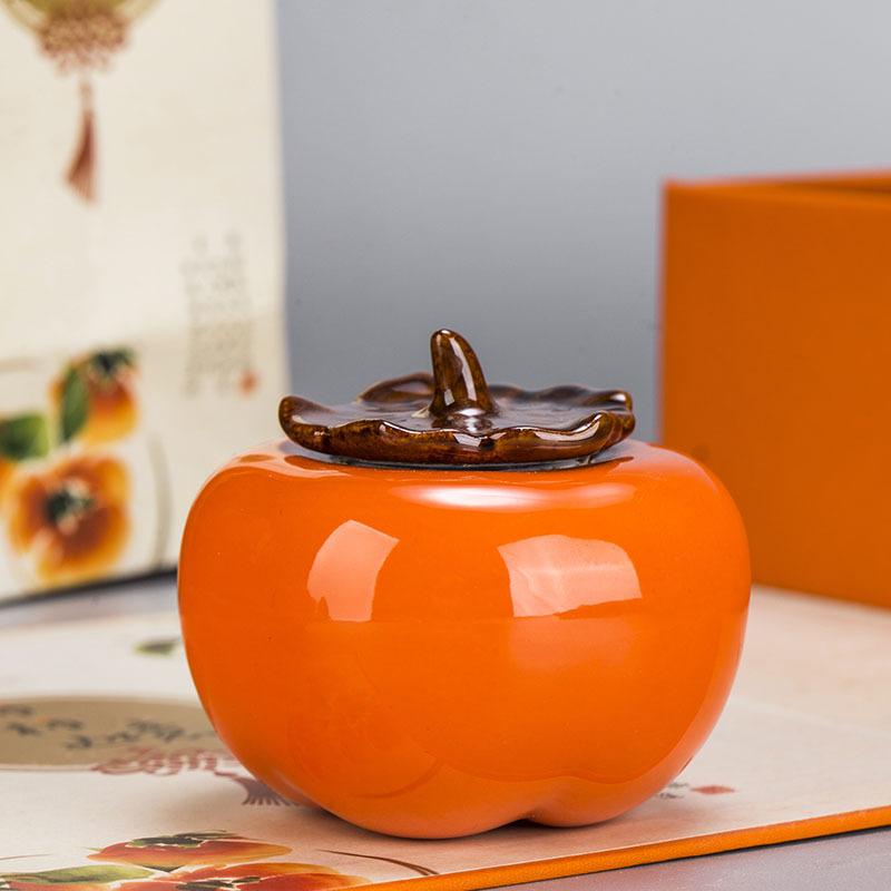 Persimmons, ceramic sealed cans, tea cans, tea cans, gift box sets, gift ornaments, souvenirs, candy jars, happy candy jars.