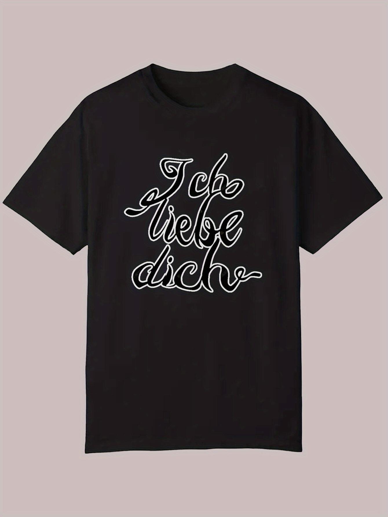 Summer Casual Short Sleeve T-shirt - Black with White Cursive Letter Print S