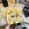 Girls Summer Cotton Cartoon T Shirt Fake Two Piece Sun Protection Sleeves Casual Cute Top Kids Clothing