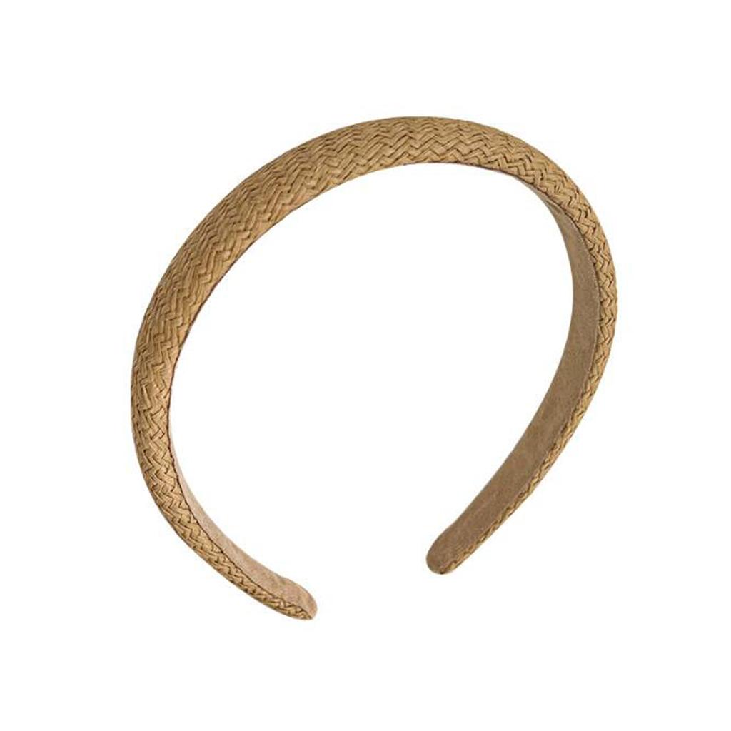 PROLY New Fashion Hairband For Women Narrow Side Headband Solid Color Handmade Straw Weaving Turban Casual Summer Headwear