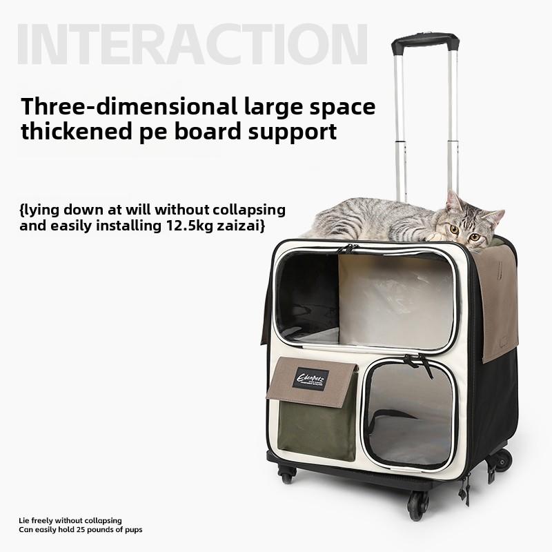 3-in-1 Portable Pet Backpack Lightweight Cat Carriers Large Capacity Dog Travel Bag for Outdoor Removable Pet Suitcase