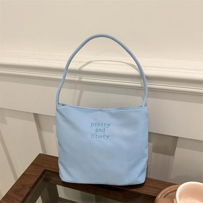 Fashion Letter Embroidery Waterproof Nylon Casual Underarm Shoulder Bag Foreign Style Commuter Bucket Bag